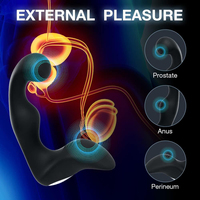 Masseur de prostate masculin avec stimulation des testicules, bouchon anal vibrant à 9 vitesses Vibrateur point G à deux moteurs et stimulateur anal