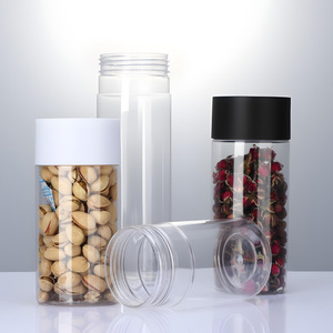 65mm frosted high-top <b>plastic</b> <b>jar</b> for nuts, dried goods, grains, snacks, and other food packaging; PET airtight container; wide - Product Image 1