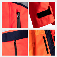 Veste de travail haute visibilité rouge fluorescente JIADE pour hommes, conforme à la norme EN ISO 20471, vêtements de travail réfléchissants pour hommes.