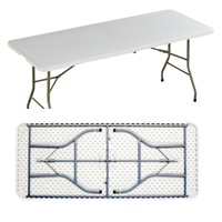 Table pliante en PEHD 1,8 m, durable et légère, pour extérieur, salle à manger, hôpital, cour, mariage, réunion, événements, blanche