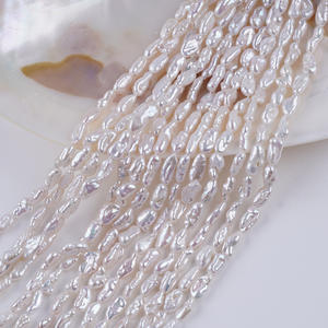 Collar de Perlas de Agua Dulce Naturales de Zhuji, 4-6 mm, Color Blanco y Rosa, Orificio Recto, Tamaño Corto, Collar de Perlas Semiterminado para DIY - Product Image 5