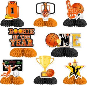 Décorations 1er Anniversaire Thème Basket-ball « <span class=keywords><strong>Rookie</strong></span> of <span class=keywords><strong>the</strong></span> Year » – 8 Pièces, Centre de Table Nid d'Abeille - Product Image 1
