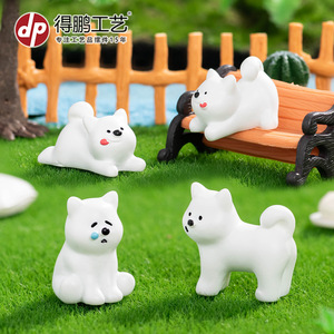 Figurines en résine de chien blanc mignon, mini décorations animales, ornement de bureau à domicile - Product Image 3