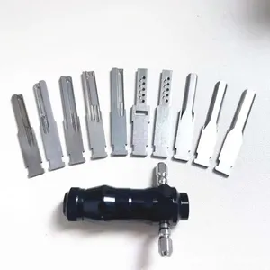 Kit de 10 crocheteuses tubulaires interchangeables en acier inoxydable – Outil de déverrouillage professionnel pour serrurier et bricoleur – Noir/Argent - Product Image 2