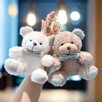 Porte-clés en peluche ours en peluche avec nœud papillon à carreaux, breloque de sac, doux, mignon, câlin, adorable, vente en gros, personnalisé, OEM, ODM
