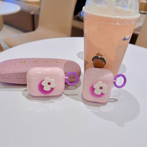 Korean-style fresh 3D purple and white floral shockproof earphone case with <b>ring</b> buckle compatible with for AirPods1/<b>2</b>/3/4/<b>Pro</b> <b>2</b> - Product Image 3