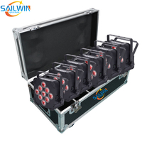 Projecteur LED plat sans fil 9x18W 6-en-1 RGBAW UV DMX512 6000K sur batterie avec flight case de chargement pour DJ, Uplighting, Mariages et Événements