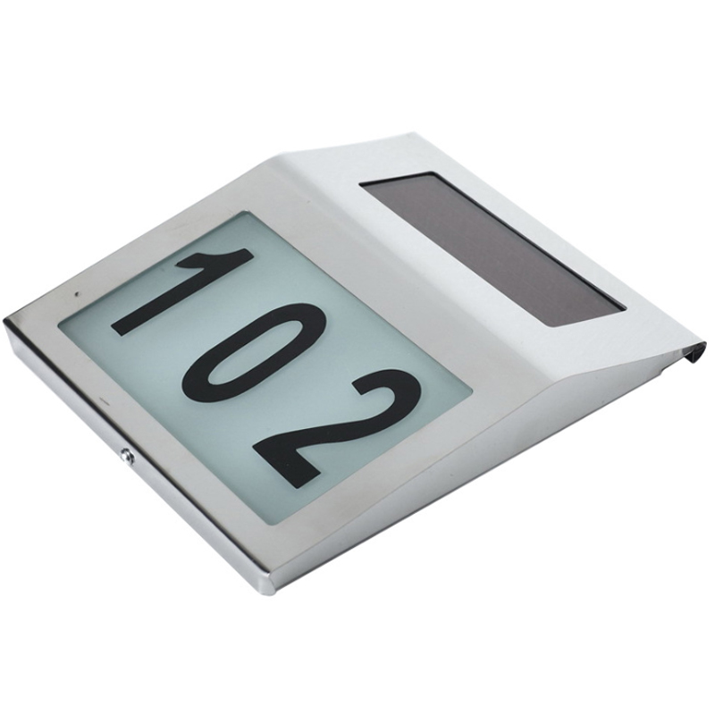 Уличный водонепроницаемый светильник из нержавеющей стали на солнечной батарее, 2 светодиода, настенный подвесной светильник для дома, индикатор номера сада, настенный светильник