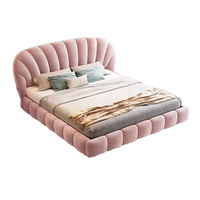 Hochwertiges Französisches Muschelbett Luxuriöses Schlafzimmer Doppelbett Queen King Bett Mädchen Rosa Süßes Weiches Stoff Kingsize-Bettgestell