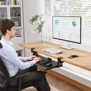 <b>Large</b> Size C Clamp-on Mount Keyboard Tray Under <b>Desk</b> with Drawer for Home Office - Product Image 4