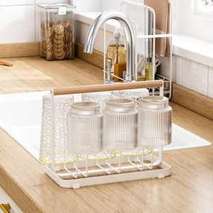 2022 नई डिजाइन संभाल रसोई डेस्कटॉप लकड़ी कॉफी 6 कप मग सुखाने धारक भंडारण रैक प्रदर्शन खड़े हो जाओ धारक रैक portavasos - Product Image 5