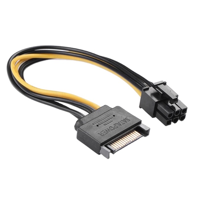 6P PCI-E PCI CPU Motherboard Video Card Converter Cord 15Pin SATA Power to 6Pin Graphics Card Reverse Power Cable Adapter