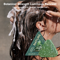 Shampooing Solide Artisanal Personnalisé à l'Herbe d'Usman, Biologique et Naturel, Forme Triangulaire, Nettoyant, Nourrissant et Fortifiant pour Cheveux et Cuir Chevelu