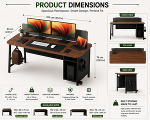 Bureau d'ordinateur moderne et simple en bois, réglable, avec étagère de rangement et grand espace pour les jambes, idéal pour le travail à domicile ou l'étude. - Product Image 5