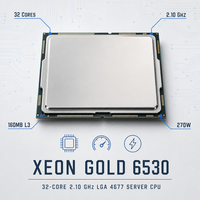 Xeon Gold 6530 32 Core 64 Thread 2.1GHz 160MB L3 LGA4677 CPU Server 270W DDR5 4800 PCIe 5.0 Bersertifikasi ISO