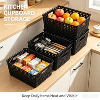 Caixas de Armazenamento Plásticas em Várias Cores, Cestos Organizadores para Cozinha, Escritório, Banheiro, Brinquedos e Casa