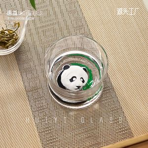 Panda Pattern Tea <b>Cup</b> Glass <b>Set</b> For Home Office Gift Box Packaging - Product Image 4