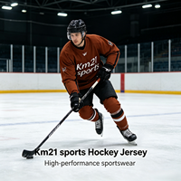 Maillots de hockey sur glace personnalisés avec logo OEM ODM, tailles XL 2XL, en polyester respirant, uniformes sublimés, antibactériens, avec drapeau