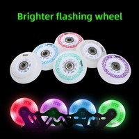 Roues de patins à roulettes résistantes à l'usure pour adultes et enfants, lumineuses et clignotantes, avec frein plat, en caoutchouc PU, accessoires pour chaussures de patinage, modèle