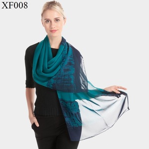 Echarpes d'été en mousseline froide pour femmes Echarpes légères <span class=keywords><strong>AliExpress</strong></span> Fashion Gradient Color Scarves Print Shawl Wraps - Product Image 6
