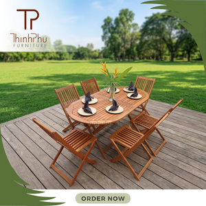 Chaise de jardin pliable en bois d'acacia contemporaine et écologique, idéale pour villa, parc, chambre, cuisine et cour – Vente en gros à prix abordable - Product Image 5