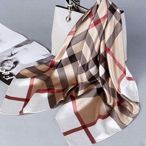 Sciarpe di raso di seta stampate a quadri di design personalizzato di fabbrica OEM da <span class=keywords><strong>donna</strong></span> fascia di lusso per la testa da 90cm sciarpa quadrata Hijab in Malesia - Product Image 5