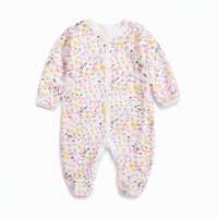 Combinaison pour bébé avec pieds, combinaison à manches longues 100% coton pour nouveau-nés, changement de couche facile à pression sur le devant, 0-12 mois