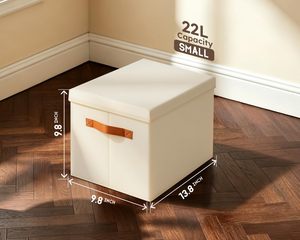 Paquete de 6 Cajas Decorativas Plegables con Asas, Contenedores de Almacenamiento con Tapas, Cestas de Almacenamiento de Tela para Estantes - Product Image 3