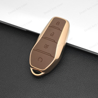 DM souple TPU + cuir voiture clé housse coque Fob pour BYD Song PRO Han EV Max Tang DM 2018 Qin PLUS protecteur
