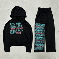 Ensemble de survêtement streetwear Y2K personnalisé pour homme avec sweat à capuche brodé et patchs usés – Usine de vêtements pour marques d'influenceurs