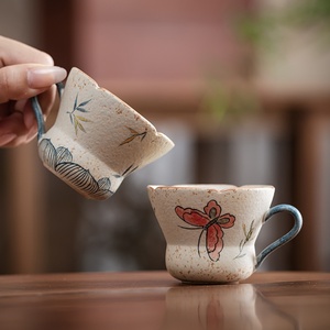Caramel Hand-painted <b>Cup</b> <b>Ceramic</b> Household Tea Tasting <b>Cup</b> Kung Fu Tea Set Tea <b>Cup</b> Gold Painting Coarse Pottery <b>Cup</b> Set <b>Cup</b> - Product Image 4