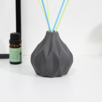 YBH 150ml Bouteille vide en céramique noire mate pour huile parfumée sans fumée, petit diffuseur à bâtonnets, diffuseur d'arômes