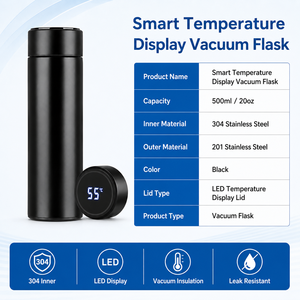 Pronta Consegna: Borraccia Termica Intelligente da 20oz 500ml <span class=keywords><strong>con</strong></span> Display della Temperatura, in Acciaio Inox 304, Personalizzabile <span class=keywords><strong>con</strong></span> Logo - Product Image 3