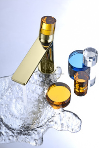 Robinet de lavabo de salle de bain à poignée unique finition PVD - Style moderne et élégant avec poignée en cristal B-M-W de même niveau - Product Image 4