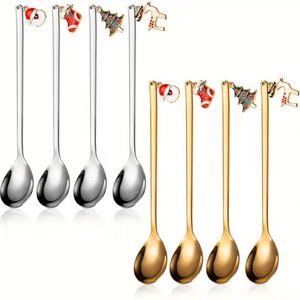 Cucharas de Café Creativas con Colgante Navideño, Cucharas de Postre de Acero Inoxidable, Juegos de Cucharas de Té para Restaurantes, Regalos Navideños - Product Image 1