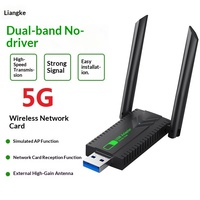 Adaptador de Red Inalámbrico USB Gigabit AC de Doble Banda de 5 GHz y 1300 Mbps, Receptor y Transmisor Wi-Fi con Antena Externa, Sin Controladores, en Stock