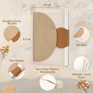 Carnet A5 personnalisé en cuir PU, bicolore, ligné, journal, agenda, planificateur pour le bureau, les affaires, l'école, l'écriture - Product Image 2