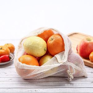 Sacs de courses réutilisables en coton biologique, écologiques, avec cordon de serrage, design transparent et léger, zéro déchet, sacs réutilisables - Product Image 6