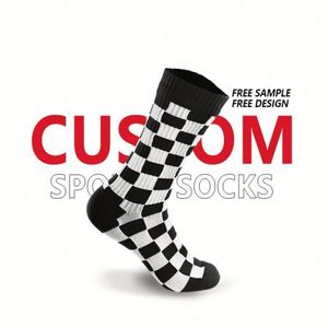 Chaussettes de sport en coton à carreaux multicolores pour femme, mi-mollet, imprimé quadrillé, vente en gros pour l'hiver - Product Image 5
