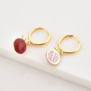 FUAMAY — boucles d'oreilles rondes De fruits <span class=keywords><strong>2022</strong></span>, nouveauté 925, en émail vert - Product Image 5