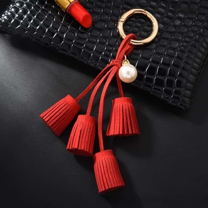 Korean Suede Cute Tassel <b>Key</b> Chain for Girls Leather Tassel Pearl Pendant <b>Car</b> Charm Ladies Keychains <b>Key</b> <b>Rings</b> Bag Pendant - Product Image 3