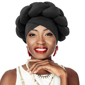 Couvre-chef africain à grosses tresses Chapeau Turbans pour dames-Tam-O '-Shanter-Toque en éponge de couleur unie - Product Image 1
