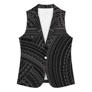 Chaleco sin mangas informal con estampado tribal polinesio de Samoa personalizado al por mayor, chaleco con cuello en V, chaqueta para <span class=keywords><strong>mujer</strong></span>, chaleco - Product Image 3