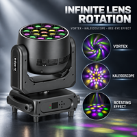 Projecteur à tête mobile 19x40W RGBW Bee Eye avec bande LED 4-60 °   Objectif rotatif Zoom pour éclairage de scène, concert, DJ, location, événement