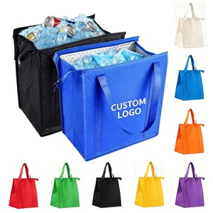 Bolsa Térmica para Almuerzo, Bolsa de Compras de Tela No Tejida, Bolsa Refrigerante Aislada, Reutilizable, Impermeable, con Cierre, para Compras, Picnic - Product Image 1