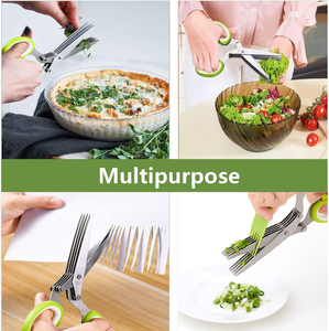 Professional 5 Blade Herb Comb Stainless Steel <b>Kitchen</b> Scissors - Product Image 4