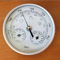 J&R Alliage d'aluminium 3-en-1 Toutes saisons 130mm Manomètre analogique intégré Thermomètre Hygromètre Baromètre OEM/ODM IP55