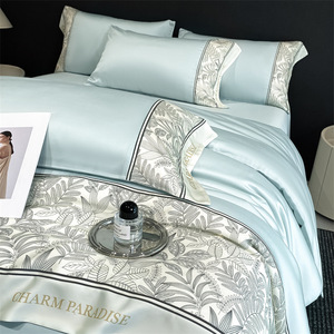 Parure de <span class=keywords><strong>lit</strong></span> quatre pièces Ice, anti-humidité, motif plantes et fleurs, luxe léger, pour l'été - Product Image 4