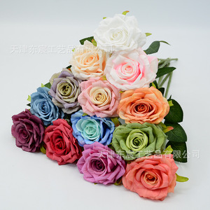 Fleur artificielle Dongchen Crafts, rose à tige unique, pour mariage et décoration intérieure - Product Image 4