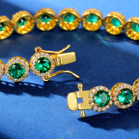 Bracelet tennis pour femme Angel Girl ATS61500G-G, luxe personnalisé, argent, fermoir à boule de 5 mm, laiton, zircon cubique, tendance, plaqué or 18 carats